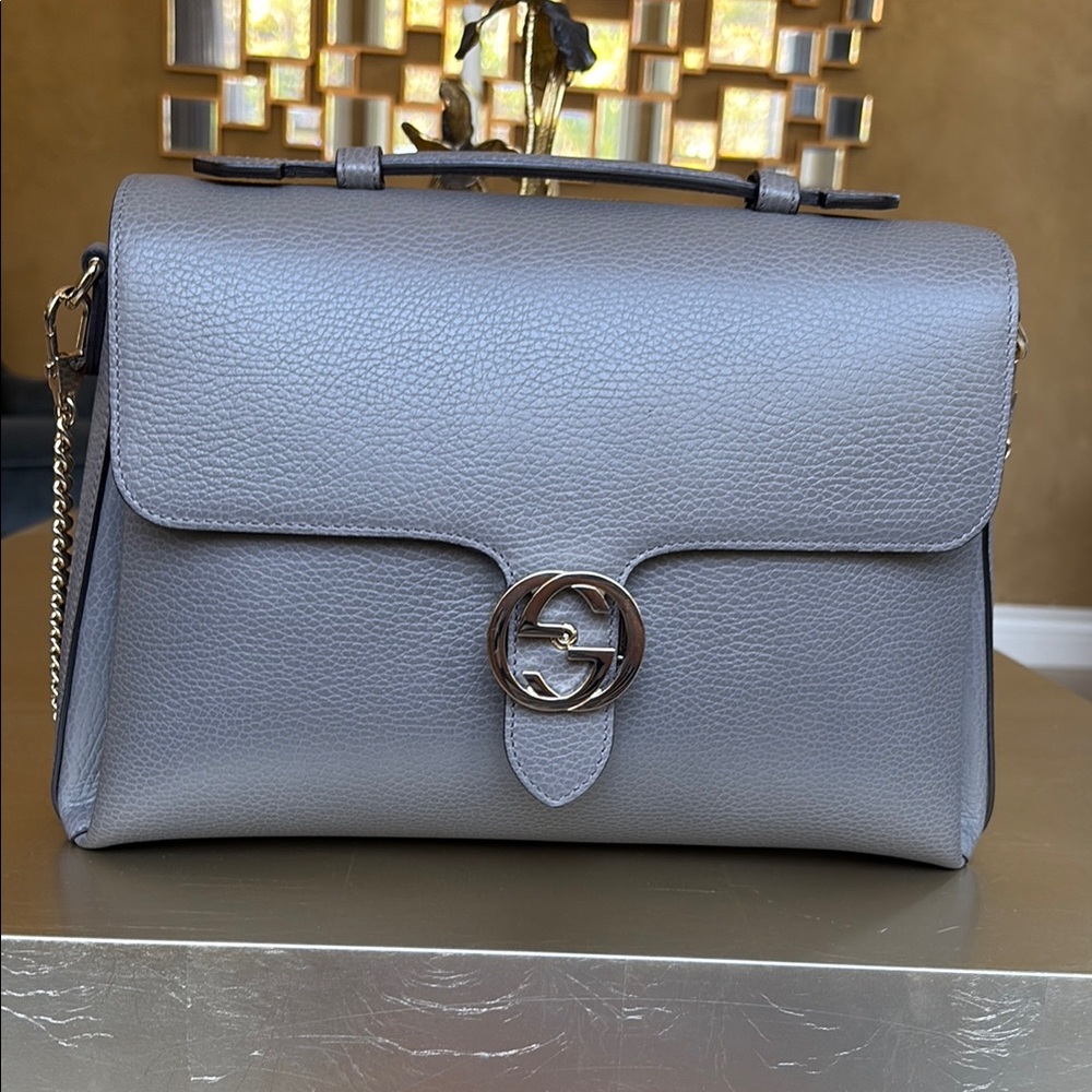 Gucci Gray Leather Shoulder Bag